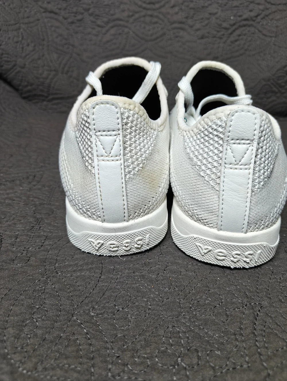 VESSI Weekend Waterproof White Knit Casual Off White Lace Up Sneaker Women's 7
